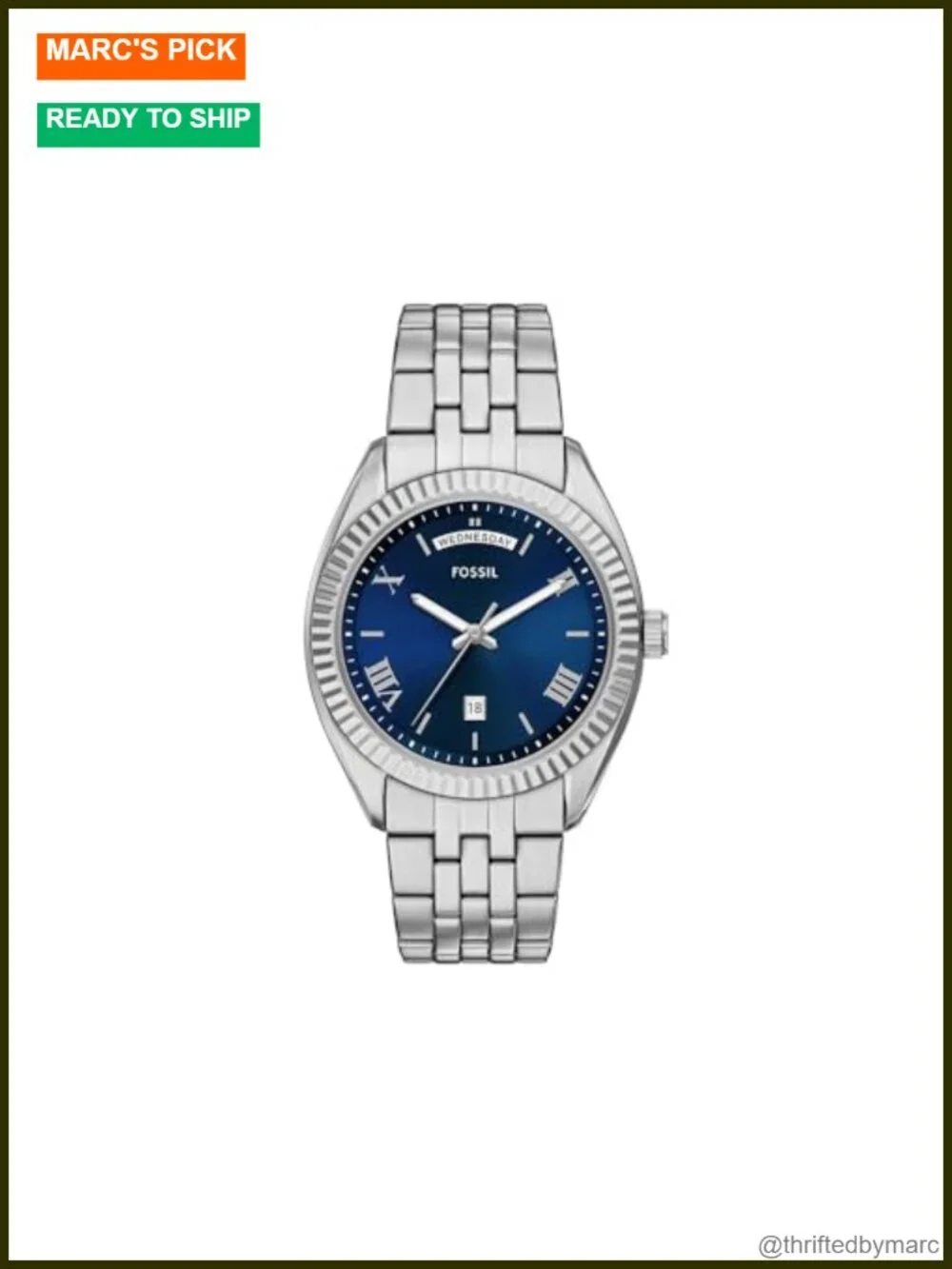 Stainless Steel Day-Date Quartz Watch for Men
